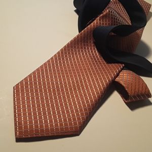 Tommy Hilfiger Tie Necktie Silk Orange Silver Blue